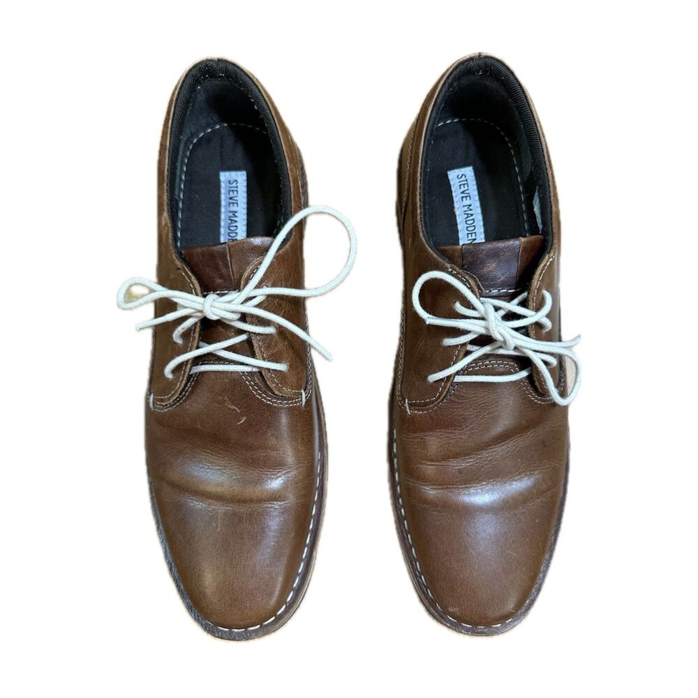 Steve Madden Men's Harpoon Leather Oxford, Size 9.5,‎ Wood